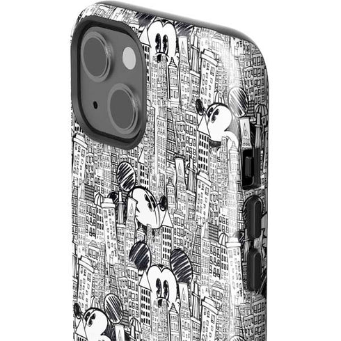 Disney Mickey Mouse Cityscape Sketch iPhone 15 Impact Case